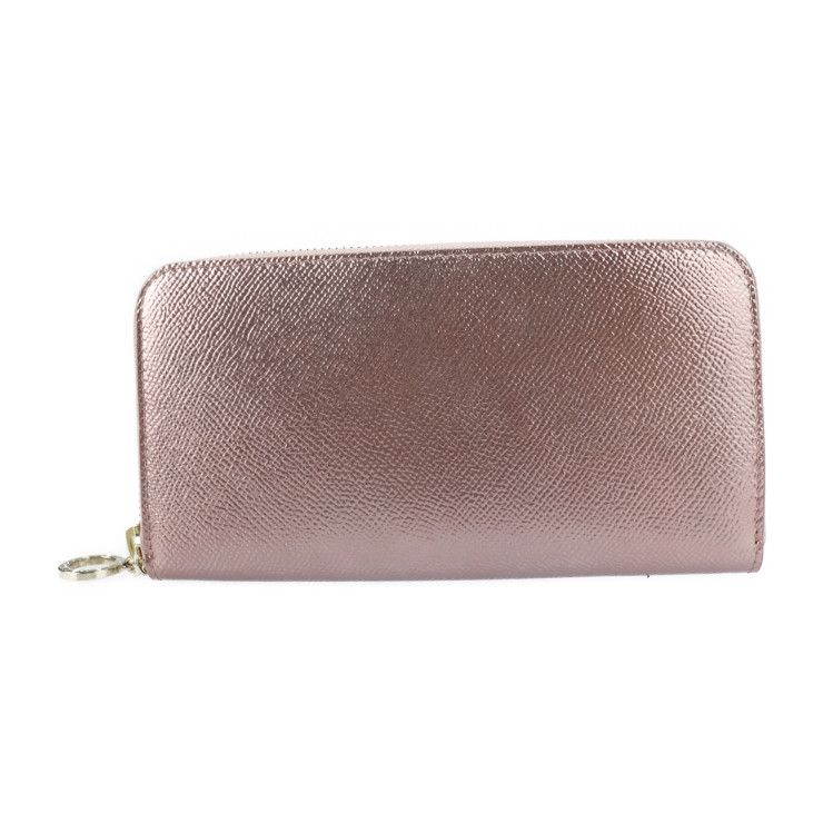 BVLGARI ブルガリ 長財布 レザー ピンクメタリック ゴールド金具 