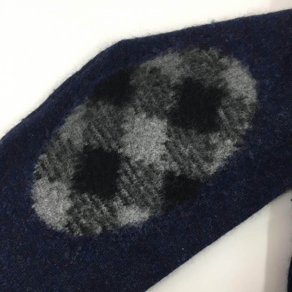 マスターバニー フード付セーター ネイビー×グレー ロゴレッド アンゴラ混 メンズ 4 M ゴルフウェア MASTER BUNNY EDITION LLC-HASEGAWATOSO_COM