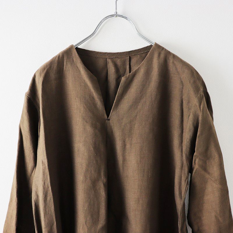 パラスパレス Pal'las Palace リネン キーネックワンピース 2/ブラウン