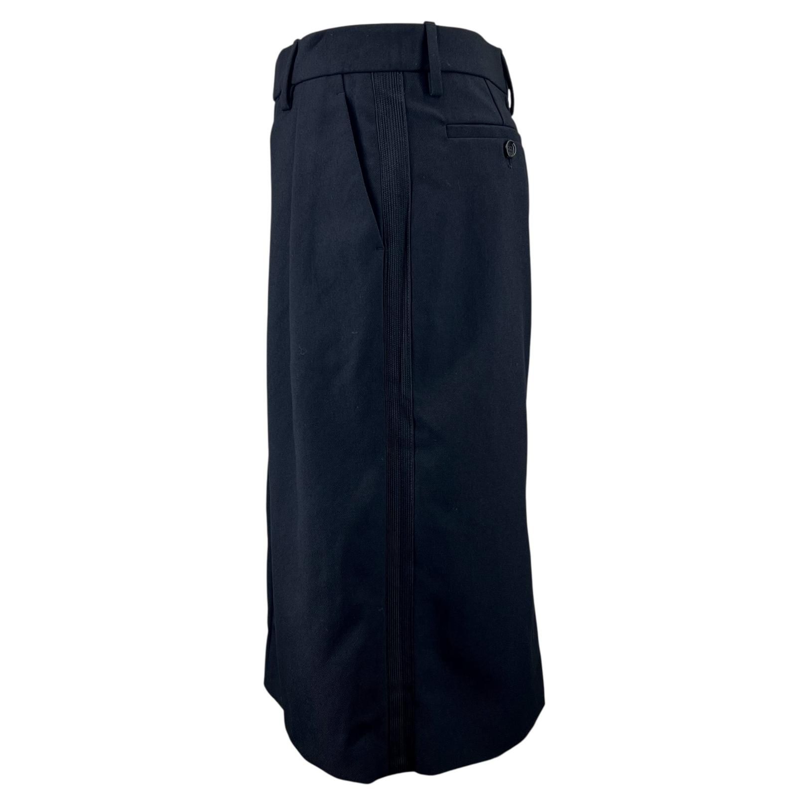 ♥品▲GUCCI グッチ 23AW 771126 ウール100％ サイドライン 膝丈 スカート ブラック 38 イタリア製 正規品 レディース