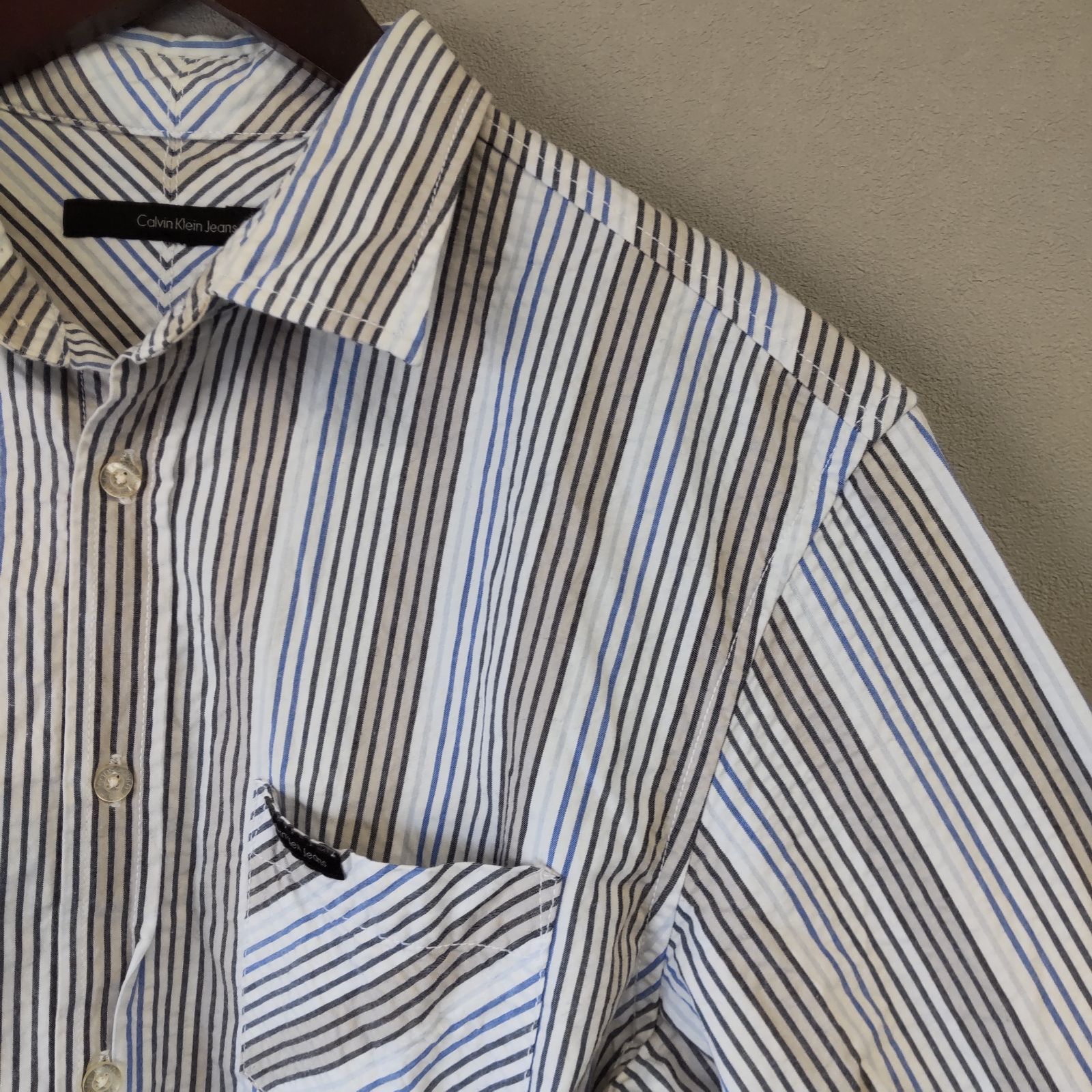M10100 Calvin Klein Jeans カルバンクライン 長袖 ストライプシャツ L