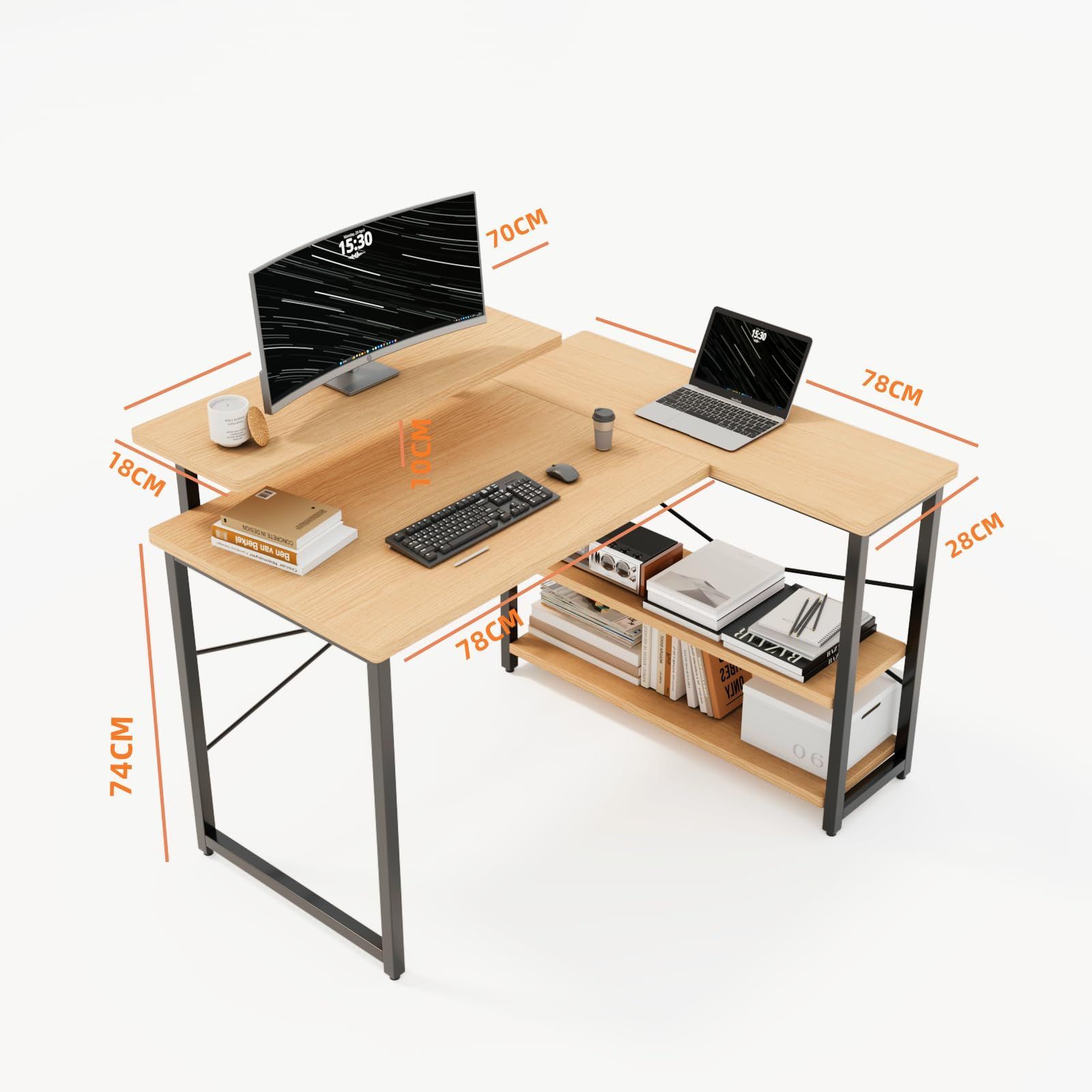 数量 パソコンデスク 学習机 勉強机 computer Merytes desk ゲーミングデスクワークデスクL字デスク 棚 付き pc 省スペース 組立簡単 pcデスク 書類ケース その他 