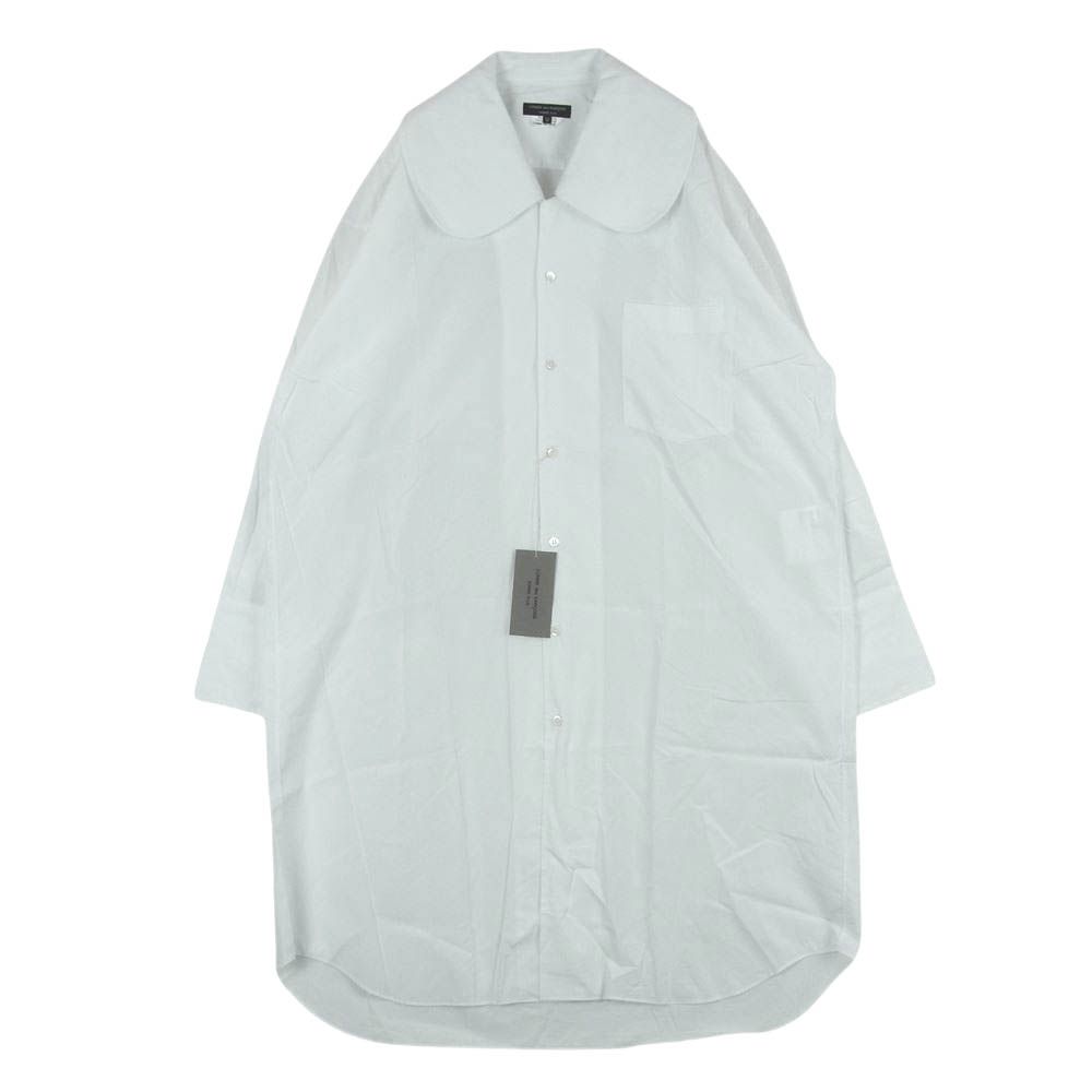 COMME des GARCONS HOMME PLUS コムデギャルソンオムプリュス AD2021 PI-B027 ロング丈 ラウンドカラー コットン 長袖 シャツ ホワイト系 XS【中古】