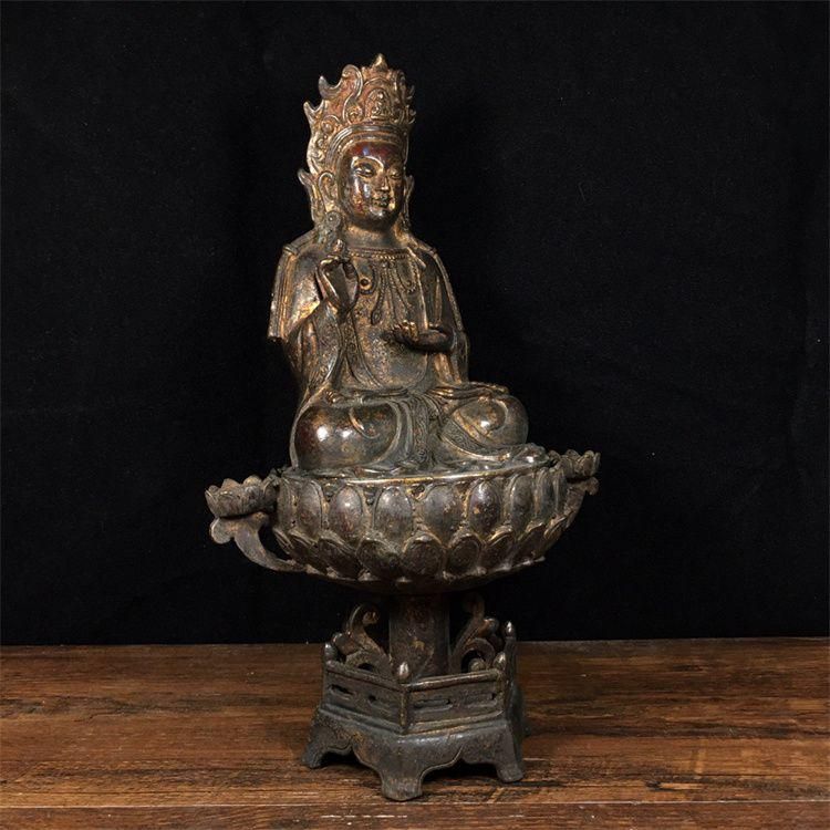 仏教美術 仏像 坐蓮観音菩薩仏像 銅製 銅器 工芸品 置物 - メルカリ