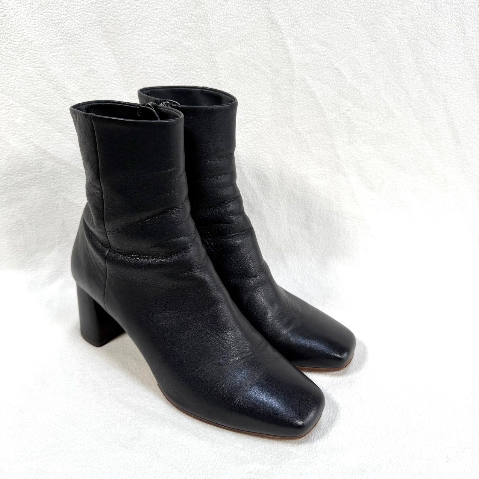 極美品✨ダイアナ スクエアトゥ サイドジップ ショートブーツ ブラック