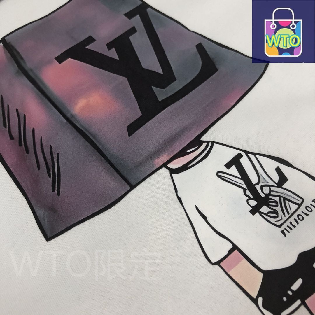 カジュアルなコーデに♪【LOUISVUITTON】クルーネックTシャツ 英字フォトデザイン長袖クルーネックTシャツ ｜ メンズ