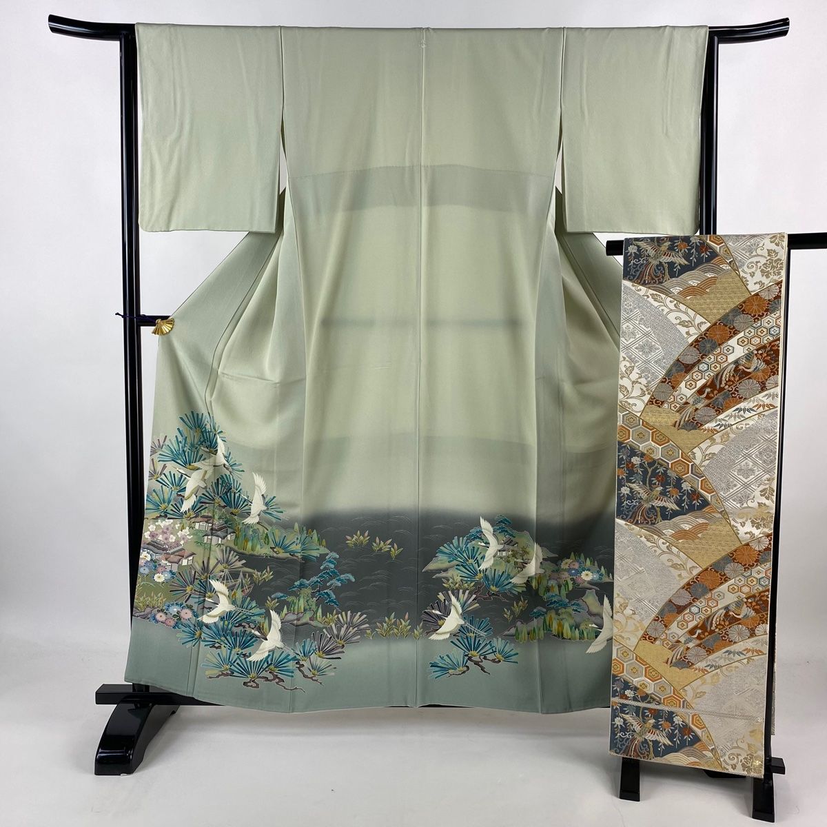 未着用 和田光正 色留袖 金彩 松竹梅 菊 七宝 亀甲 露草 着物 015a d  