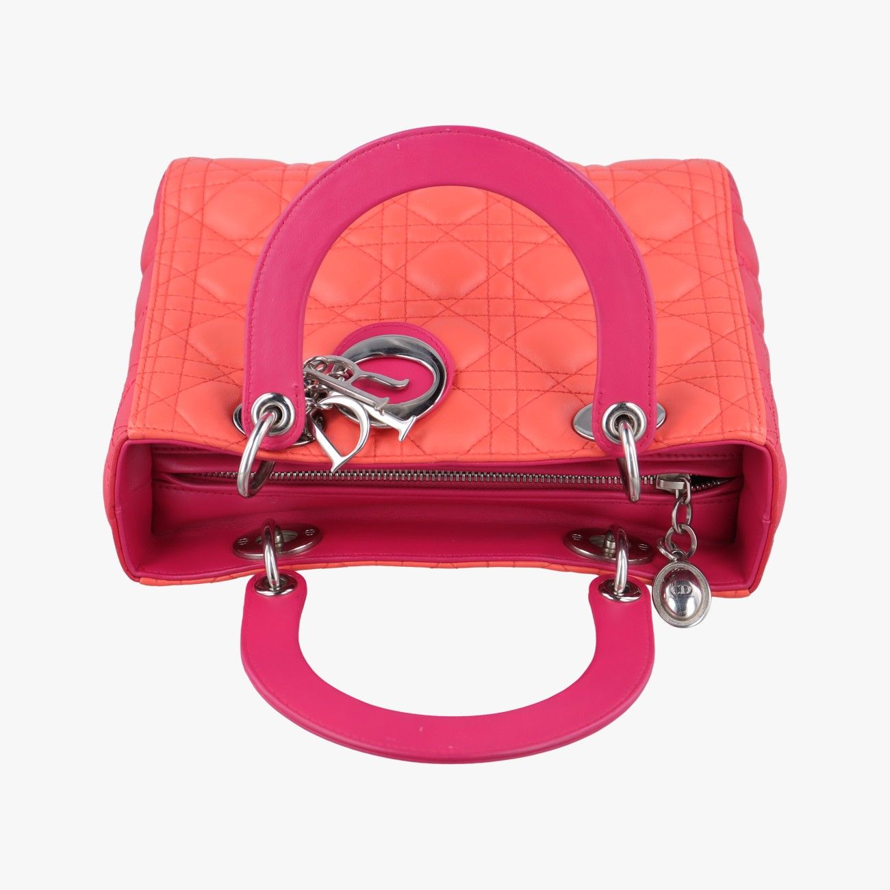 卓越した クリスチャンディオールChristian Diorレディディオールオレンジ×ローズレッドラムスキン15-BO-0123