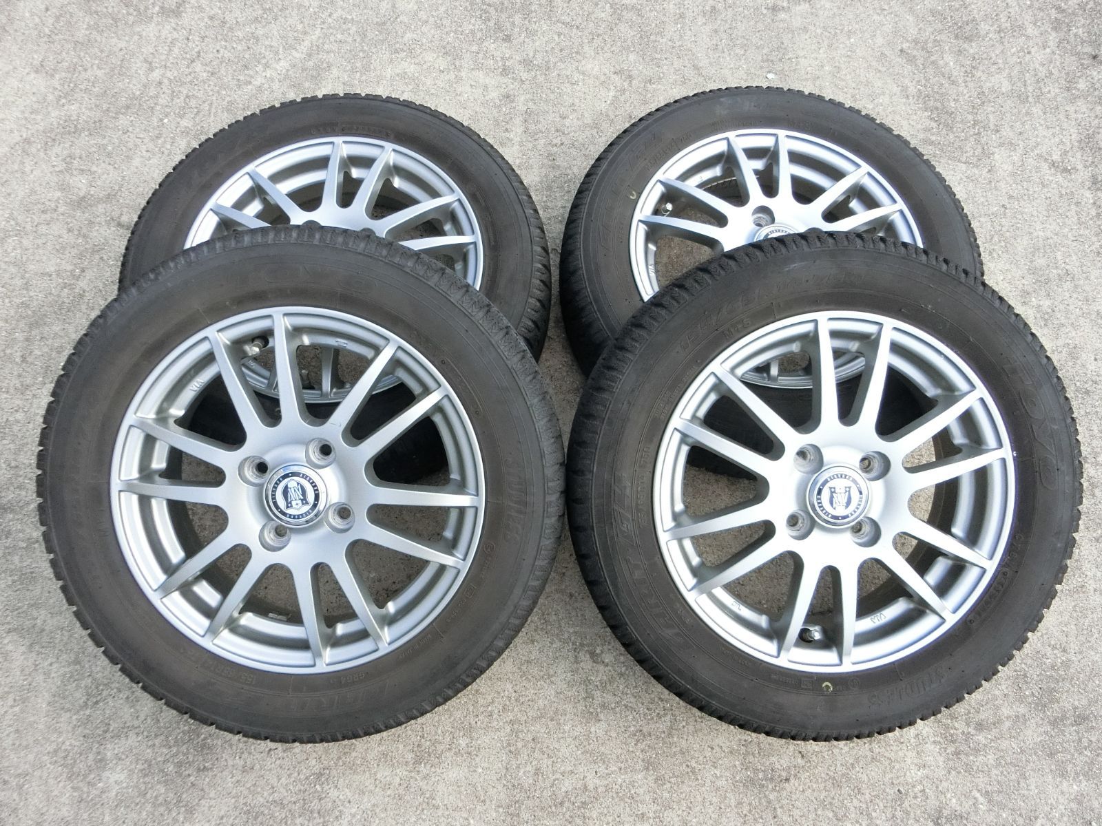 755 NIRVANA 14インチ アルミホイール 4穴 14×4.5J 45 PCD100 4本セット 155|65R14 スタッドレス N-ONE 外し