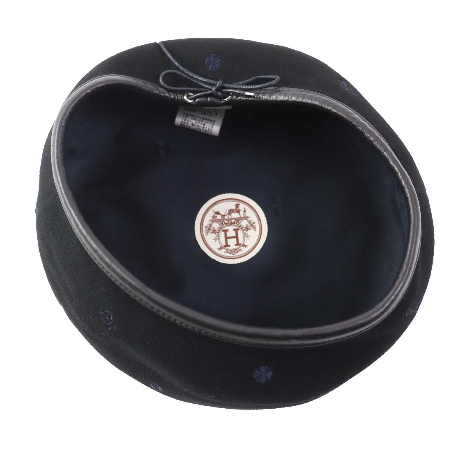 極美品◎HERMES エルメス サントノーレ カシミヤ100％ レザー 