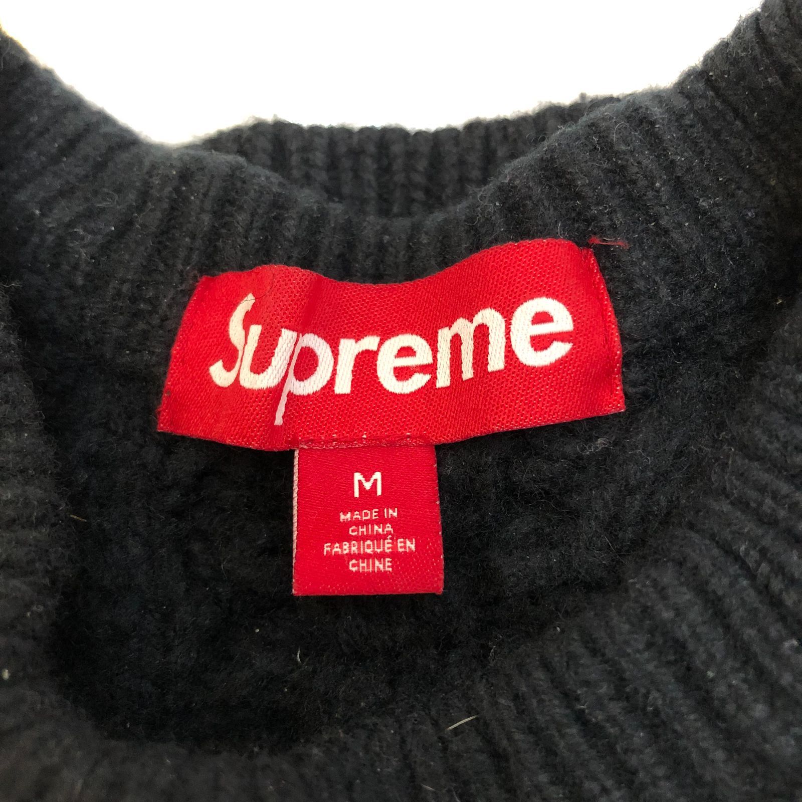 Supreme applique cable knit sweater BLACK M シュプリーム 