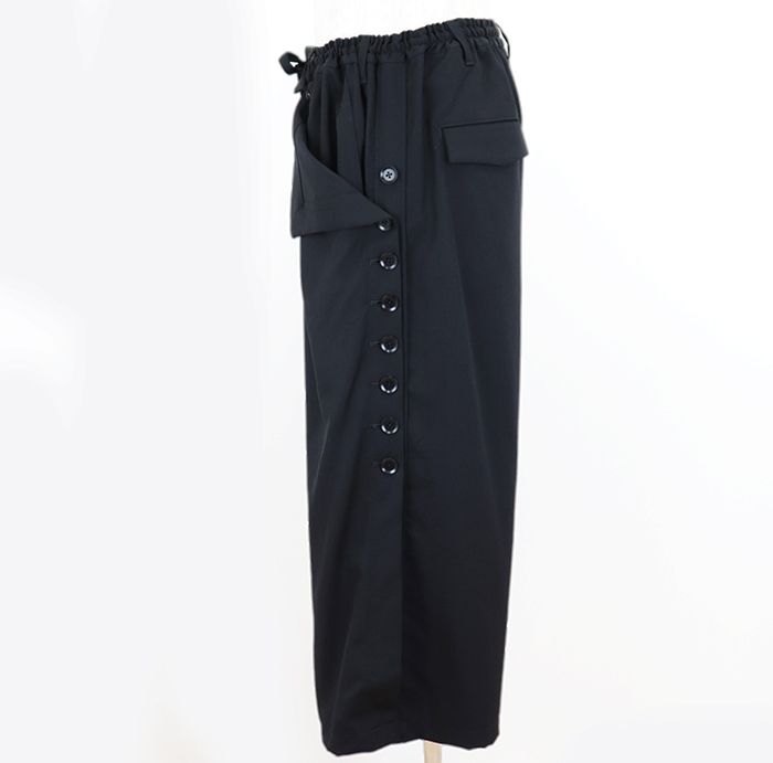 未使用　yohji yamamoto ヨウジヤマモト　黒サルエルパンツ 美品】ヨウジヤマモトプールオム HU-P17-100 サイドマルチボタン