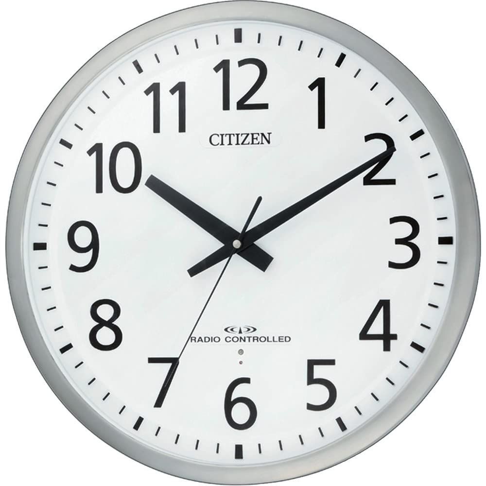 リズム(RHYTHM) シチズン 掛け時計 電波時計 連続秒針 シルバー Φ450x56mm CITIZEN スペイシーM463 8MY463-019