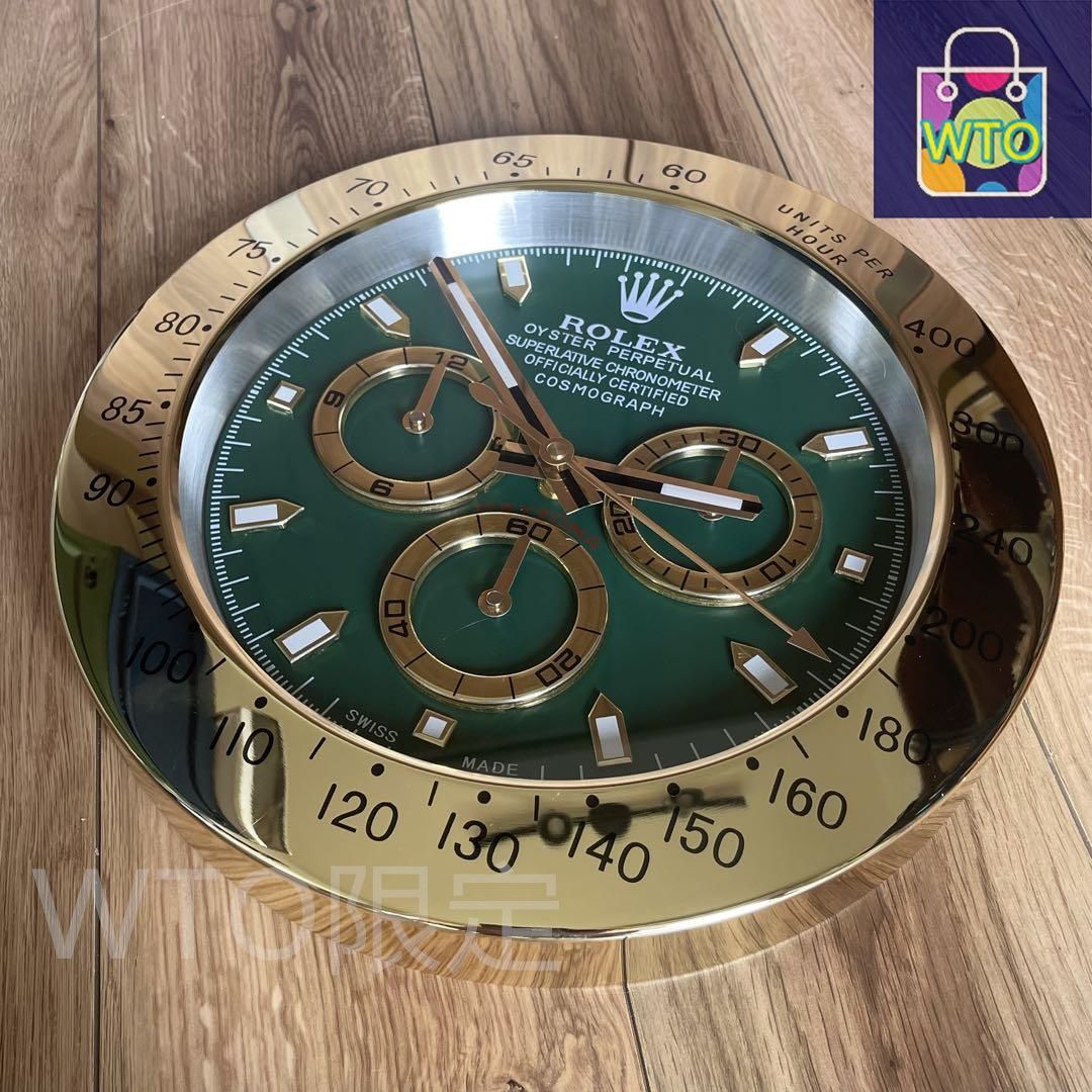 リプロダクト品　ROLEX希少品　ロレックス　金　緑　デイトナ　掛け時計 ROLEX ロレックス ゴールドグリーンデイトナ 掛け時計-WTO輸入