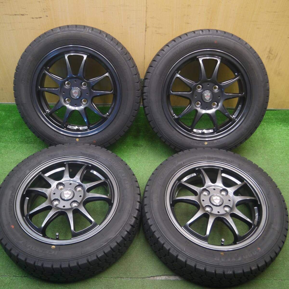 超バリ溝 22年 キレイ ほぼ10分 スタッドレス 155 65R14 グッドイヤー アイスナビ7 ESTROSA エステローザ 14インチ PCD100 4H 5022504Hス