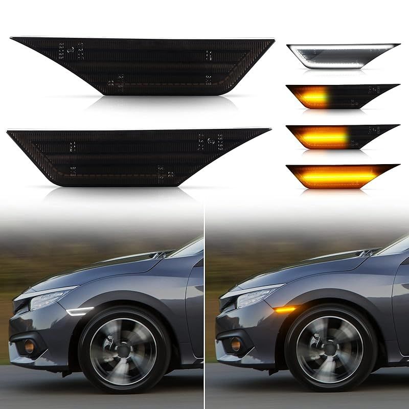 得価，正規品 【在庫セール】POPMOTORZ ホンダ シビック フロント フェンダー LED サイドマーカーライトシーケンシャルサイドウインカー両色切り替え付き【車検対応】2016-2021 ホンダ シビック クーペ セダン バイク車体