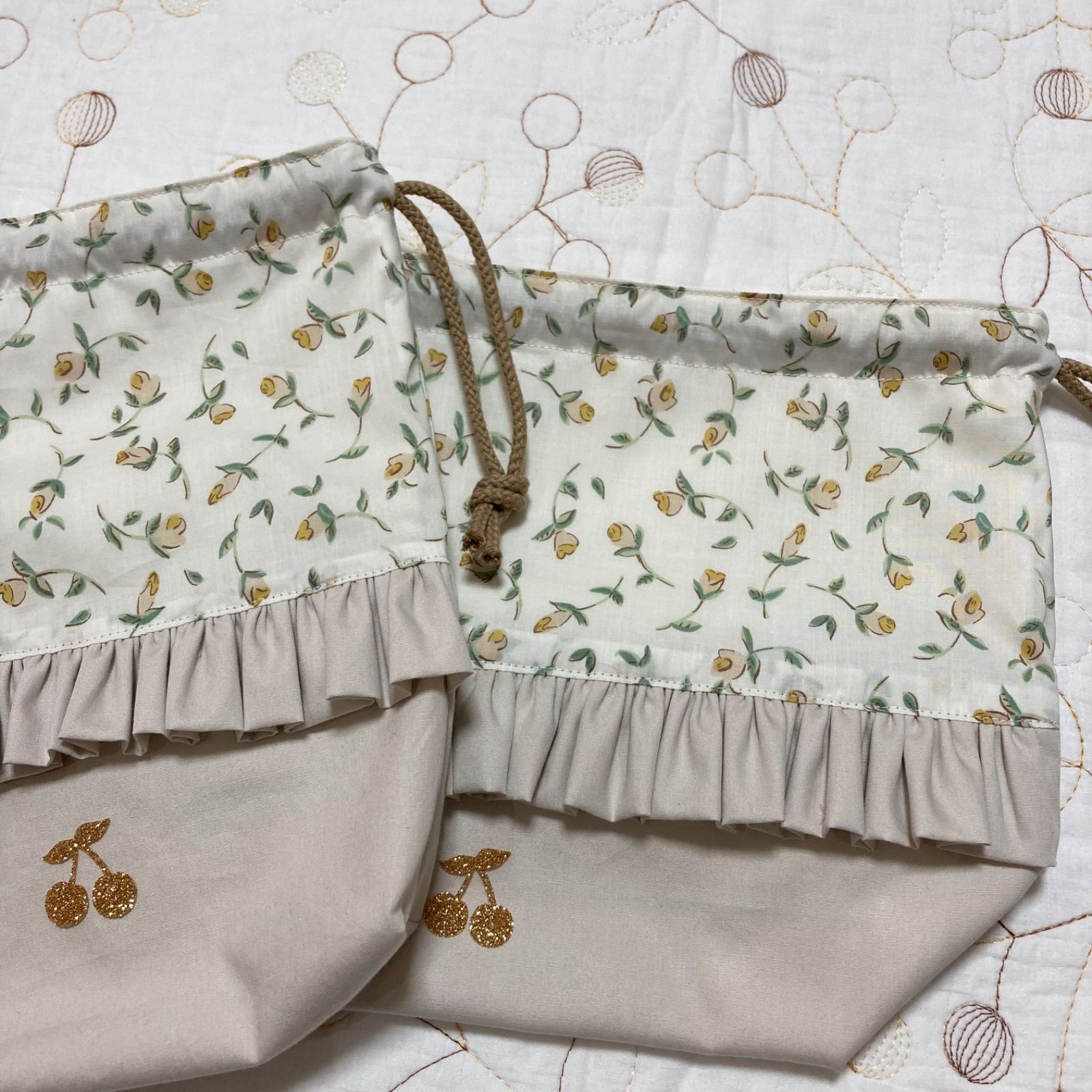 フローティングフローラ レッスンバック お着替え袋 給食袋 お弁当袋