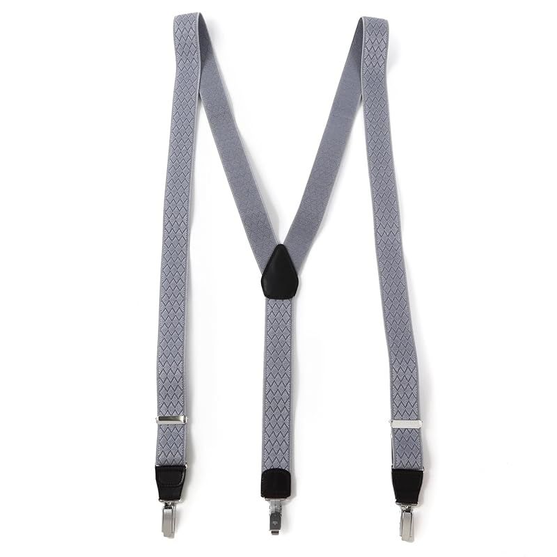 [ピース工房] サスペンダー メンズ 日本製 30mm Y型 革つなぎ フィリップ L グレー 0