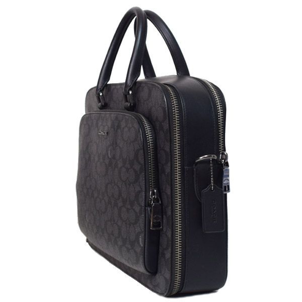 COACH コーチ 2way ビジネスバッグ　キャンバス　シグネチャー　ブラック コーチ メンズ バッグ COACH コーティングキャンバス レザー