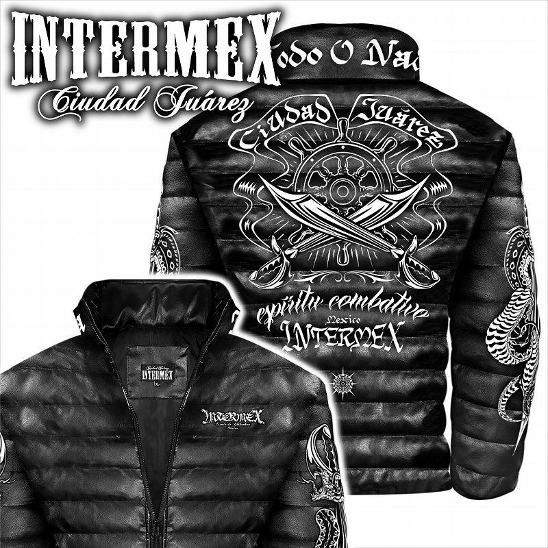 鷹柄 レザー調 中綿ジャケット INTERMEX ITM-099 メンズ 鷹柄 レザー調 中綿ジャケット INTERMEX ITM-099 メンズ