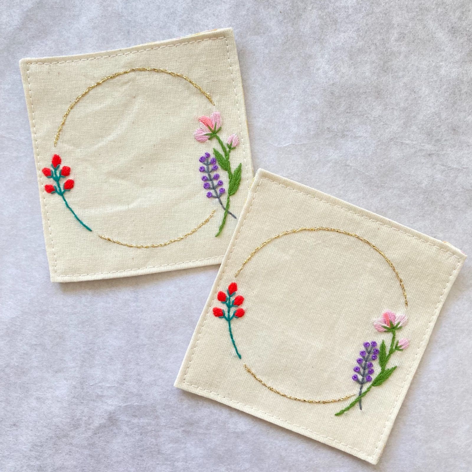 刺繍コースター 2枚セット - 刺繍＆和雑貨♬︎SoRa - メルカリ