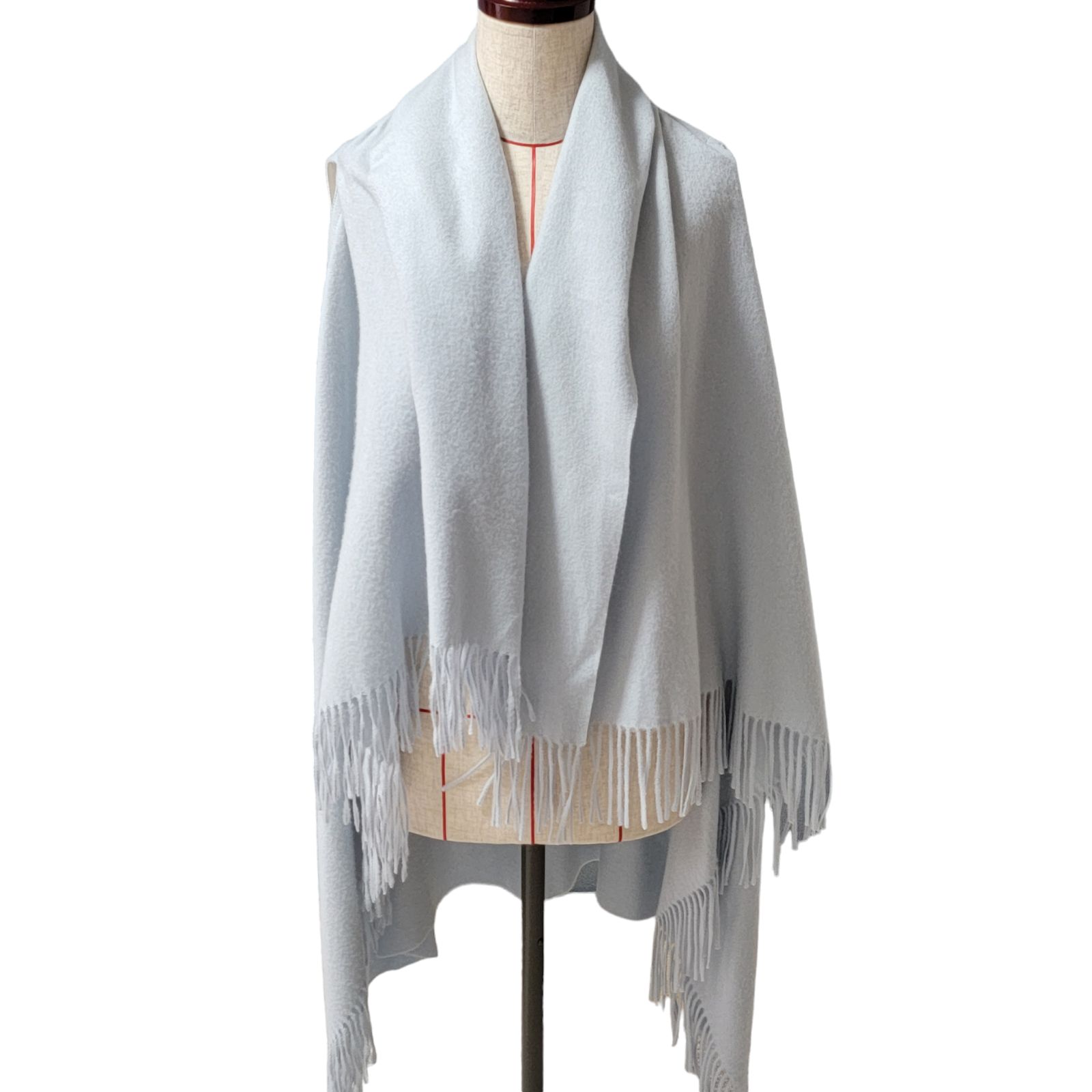 ロゥタス カシミアファブリックフリンジショールジレ HEATHER