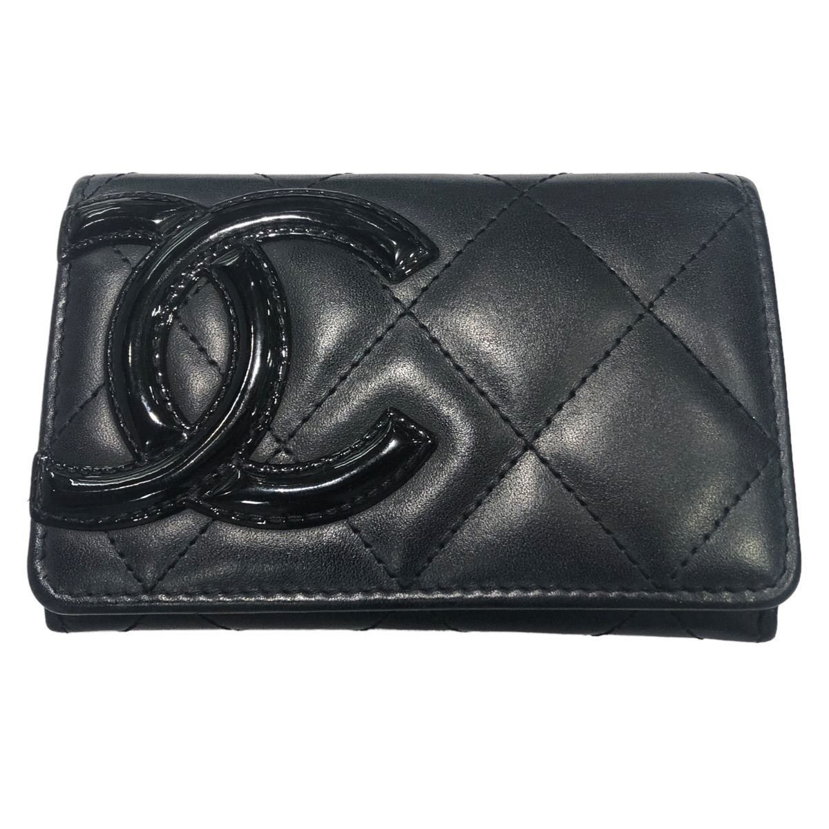 中古】 CHANEL シャネル カンボンライン カードケース ブラック ココ