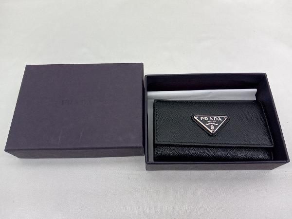 PRADA】プラダ キーケース 三角プレート 小物 6連 ブラック 中古