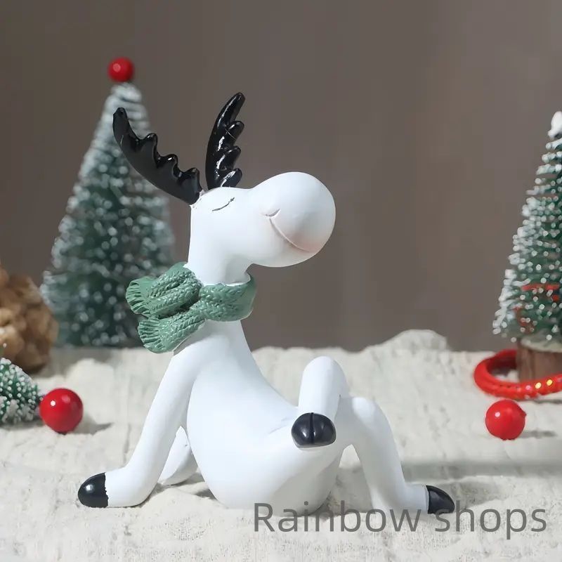 手作りレジン製クリスマストナカイフィギュア - ホリデーシーズンを彩る愛らしいデコレーションアイテム wvcp57