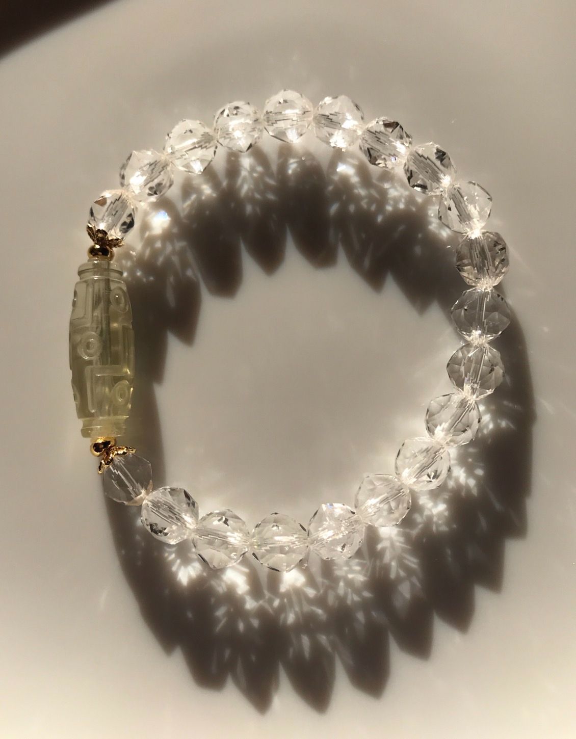 高品質リビアングラス九眼天珠デザインブレスレット