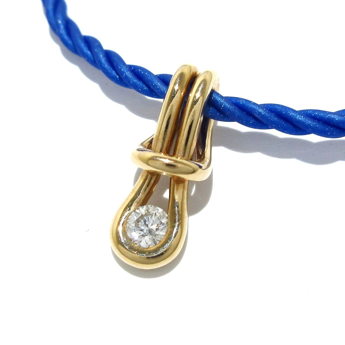 FOREVERMARK(フォーエバーマーク) ネックレス美品 - K18PG×ダイヤモンド×化学繊維 ブルー 1Pダイヤ/0.14カラット - メルカリ
