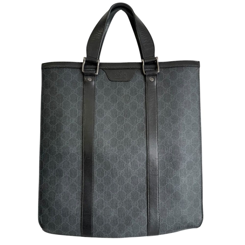 GUCCI グッチ GGスプリーム コーティングキャンバス レザーハンドル トートバッグ 322072 ブラック×グレー メンズ 古着 中古 USED
