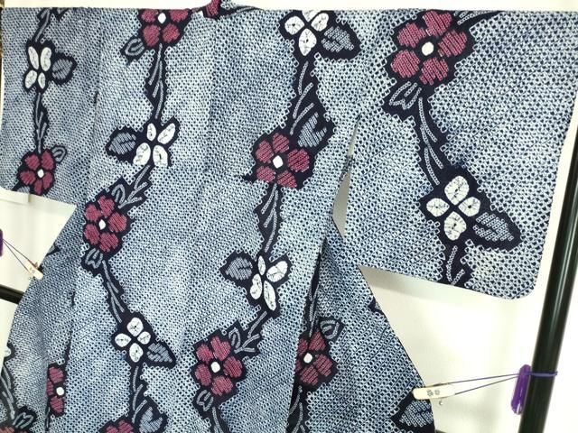 平和屋本店□極上 夏物 浴衣 有松鳴海絞り 草花文 綿 逸品  