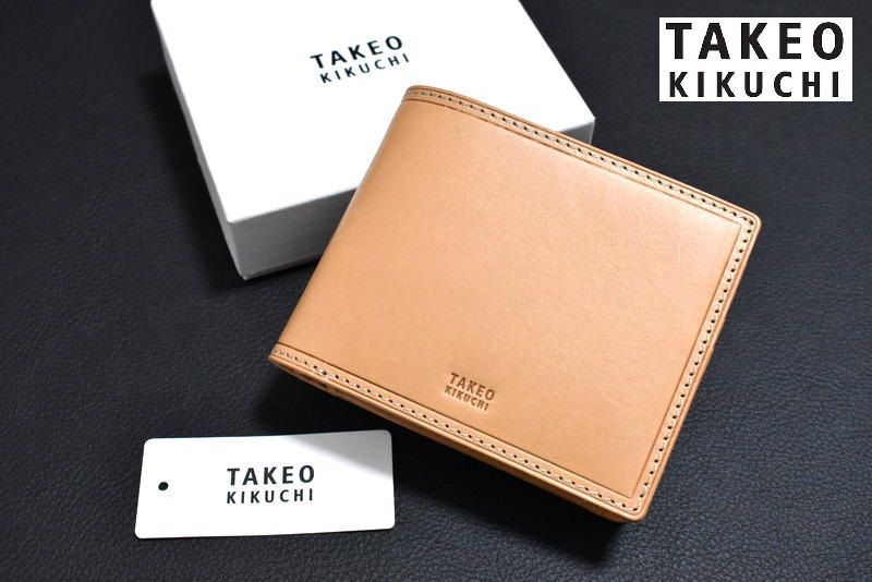 新品 TAKEO KIKUCHI【サーフェス】2つ折り財布 786605 ベージュ
