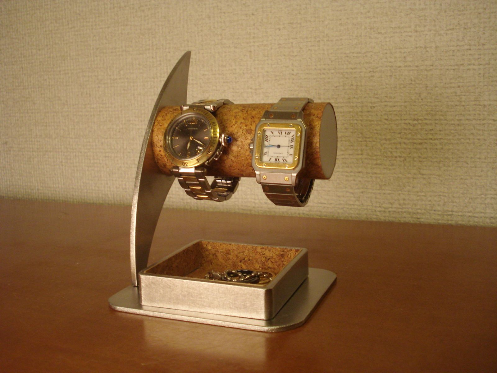 腕時計スタンド 2本掛け角トレイ付き時計スタンド No.81024 - AK