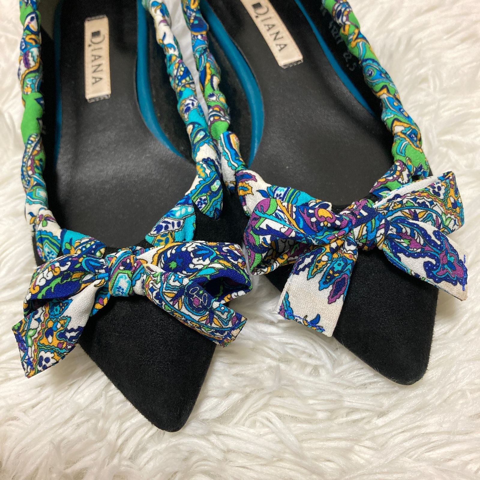 ダイアナ DIANA パンプス フラットシューズ リボン スカーフ