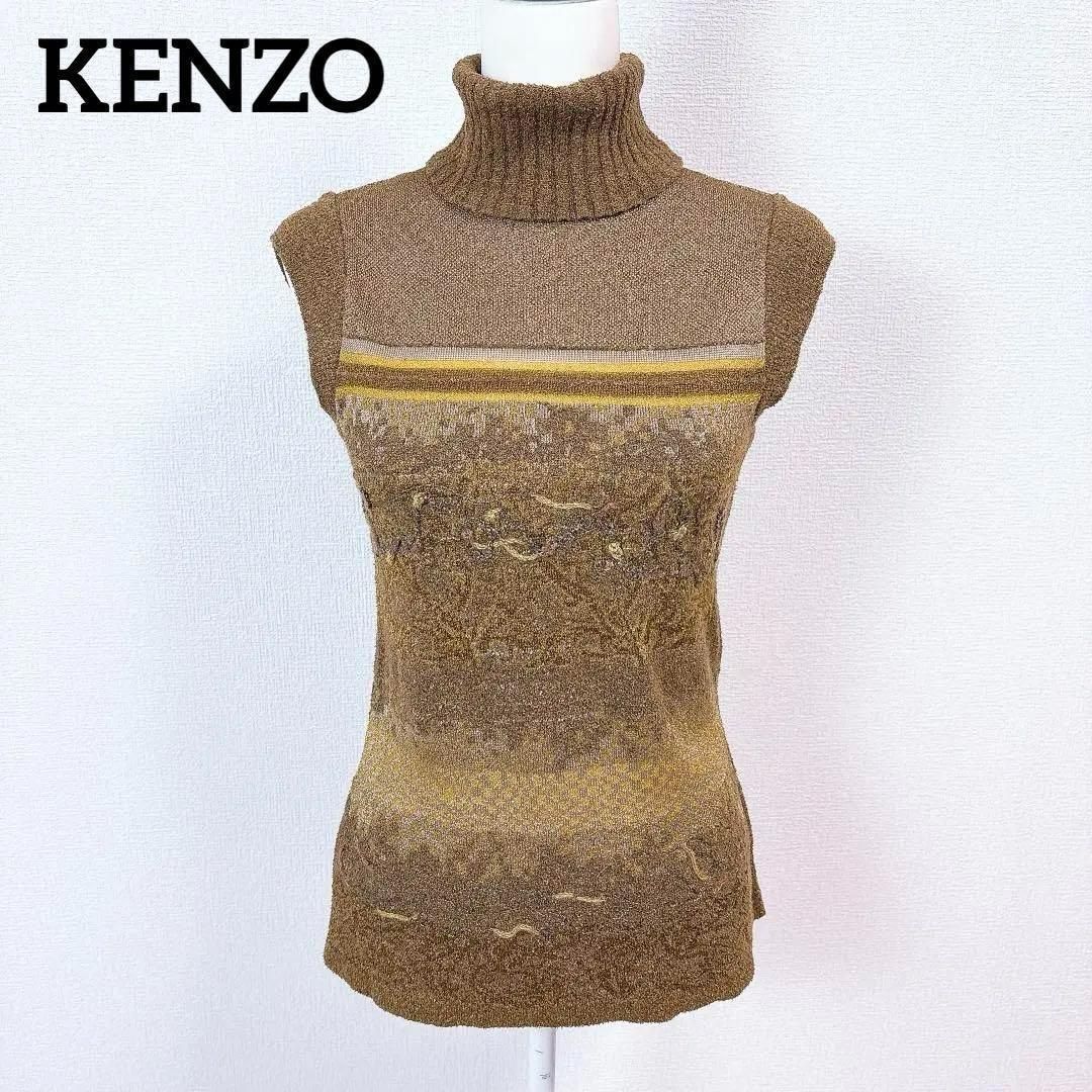 KENZO JUNGLE ケンゾー ハイネック 春夏ノースリーブニット M