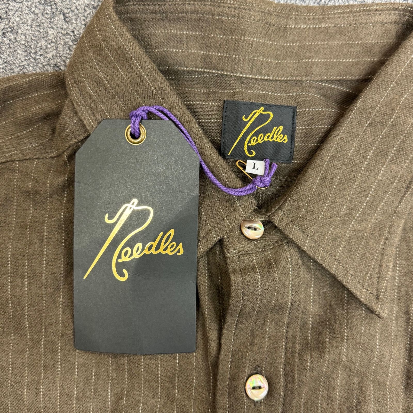 Needles WORK SHIRT ワークシャツ ニードルス ニードルズ NS230 カーキ L 80983A5 - メルカリ