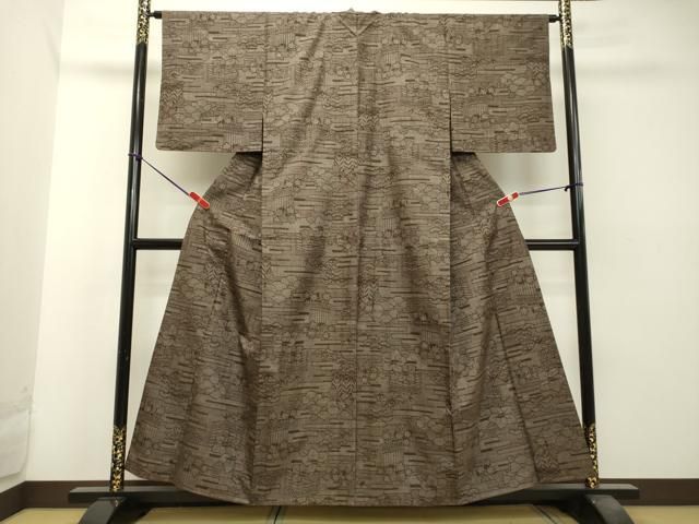 平和屋着物○結城紬 9マルキ 霞草花文 ますいわ屋扱い 正絹 逸品  