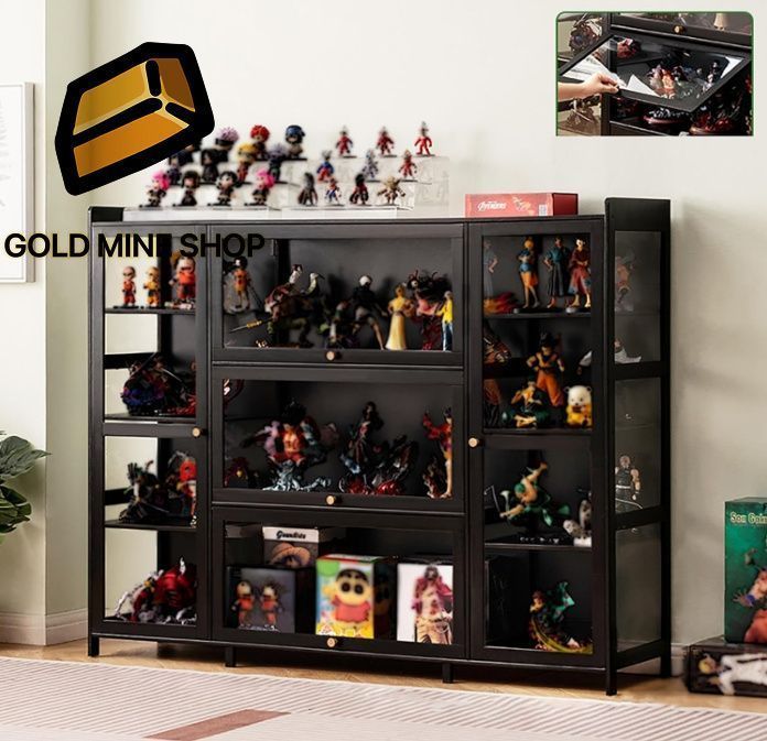 棚 4層70インチカーキ ホビー ディスプレイケース 透明扉 大容量