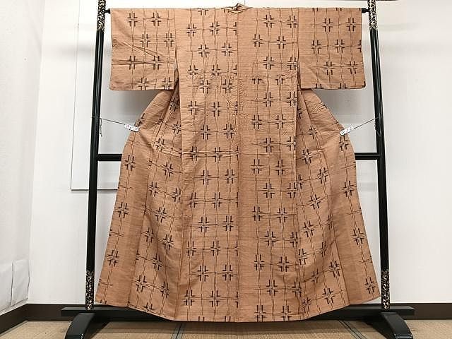 ⭐️特別セール⭐️美品⭐️紬 袷 琉球絣 手おり　証紙付き　正絹 本場琉球かすり】 特選草木染め手織り紬 証紙付き ≪御仕立て上がり