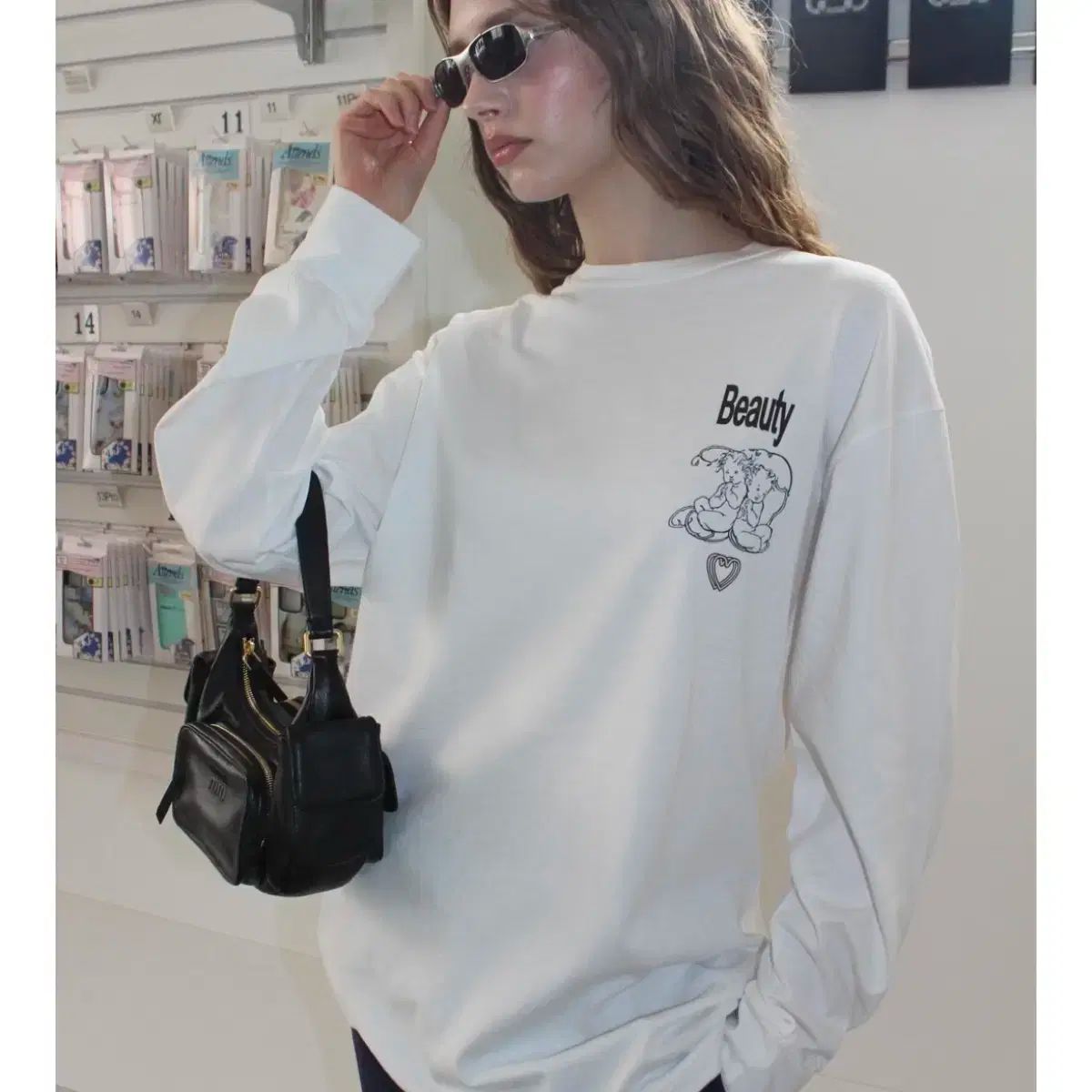 未使用品 ルイテミス LUITHEMIS 長袖 Tシャツ カットソー ロンT チュニック 44 灰系 グレー ストレッチ タグ付 総柄 レディース ルイテミス LUITHEMIS 長袖 Tシャツ カットソー ロンT
