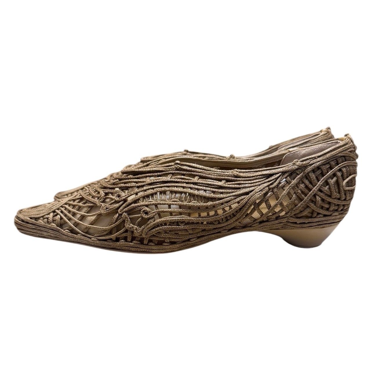Mame Kurogouchi マメクロゴウチ 23SS Cord Embroidery Egg Heel Pumps 