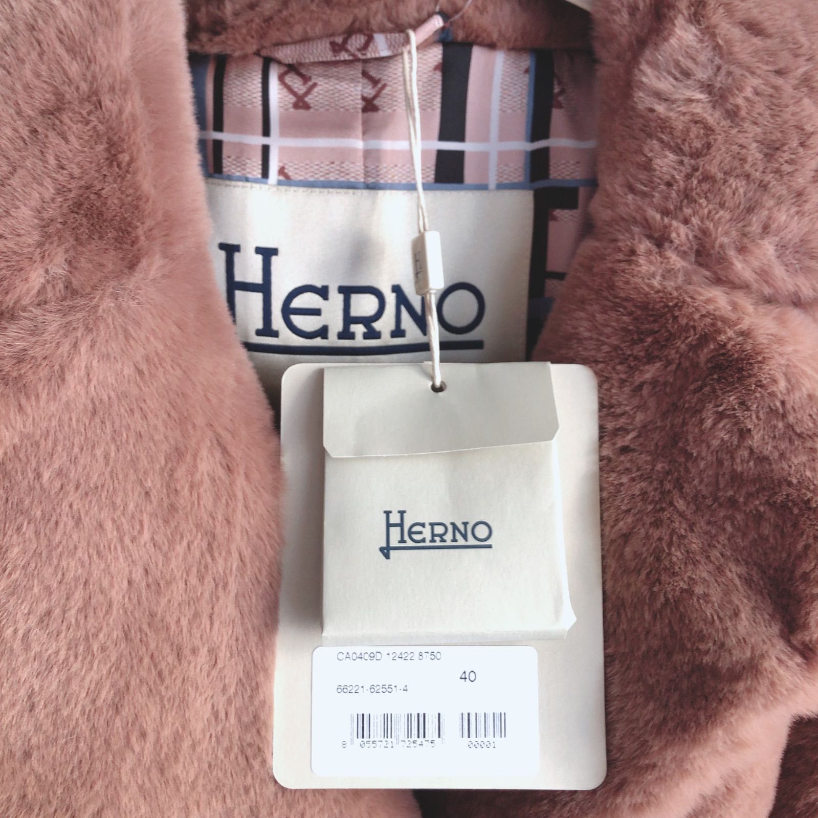 雑誌掲載*HERNO ヘルノ エコファー フェイクファー ロブ コート 40