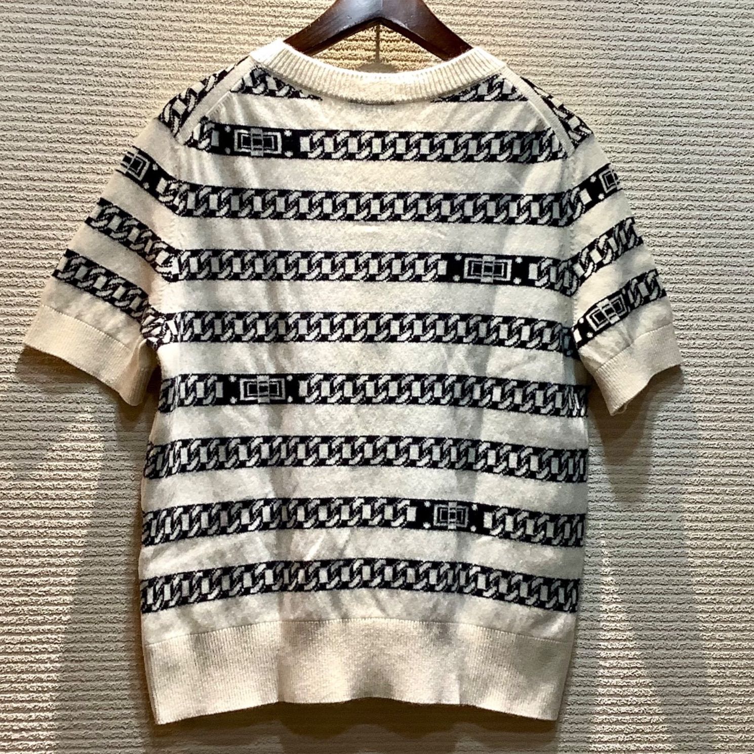 CHANEL シャネル カシミヤ レザータグ ポケットTシャツ 42 CHANEL - CHANEL シャネル カシミヤ レザータグ ポケットTシャツ