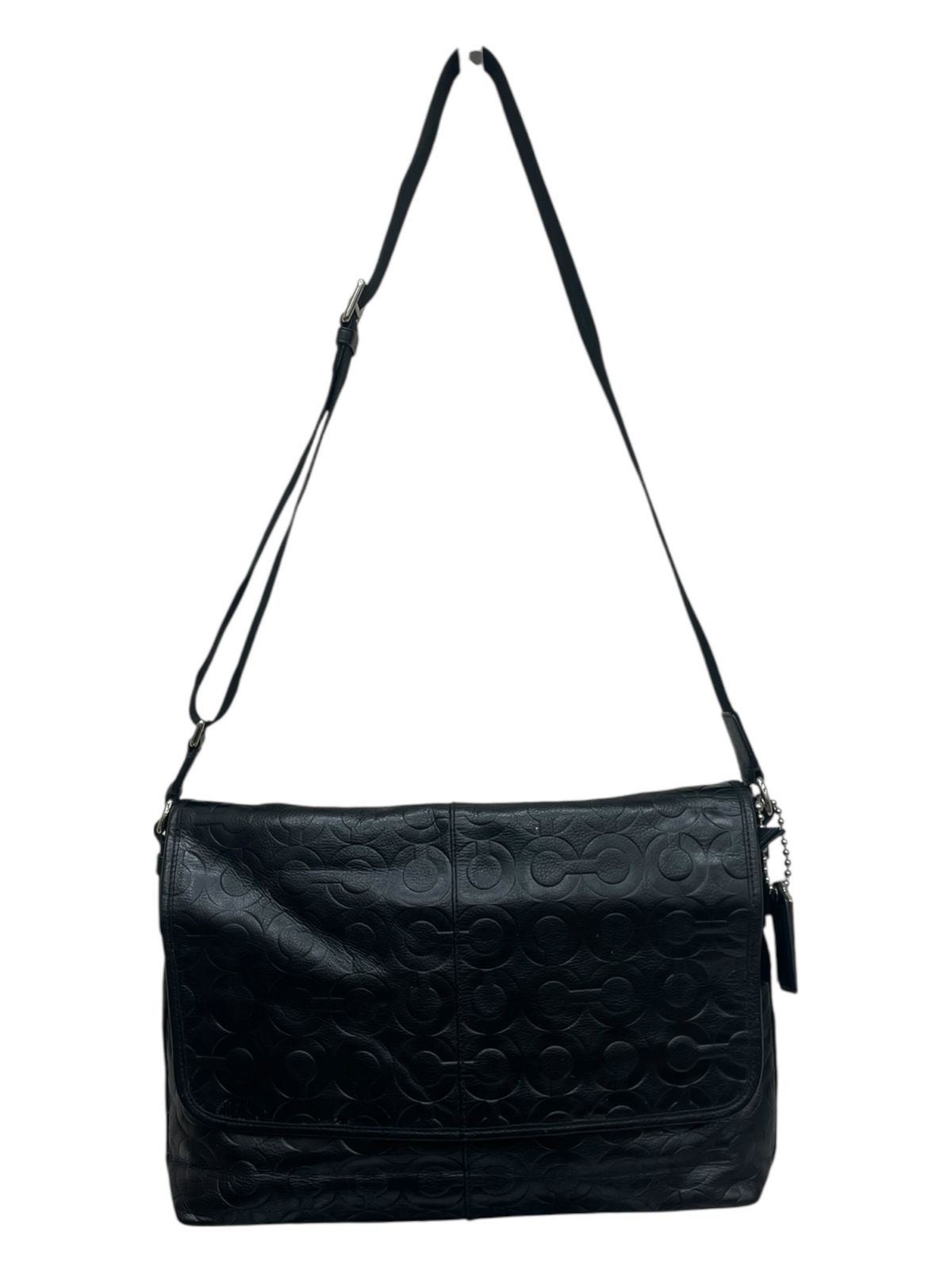 COACH エンボス加工 ブラックショルダーバッグ COACH (コーチ) ショルダーバッグ エンボスオプアート 総柄
