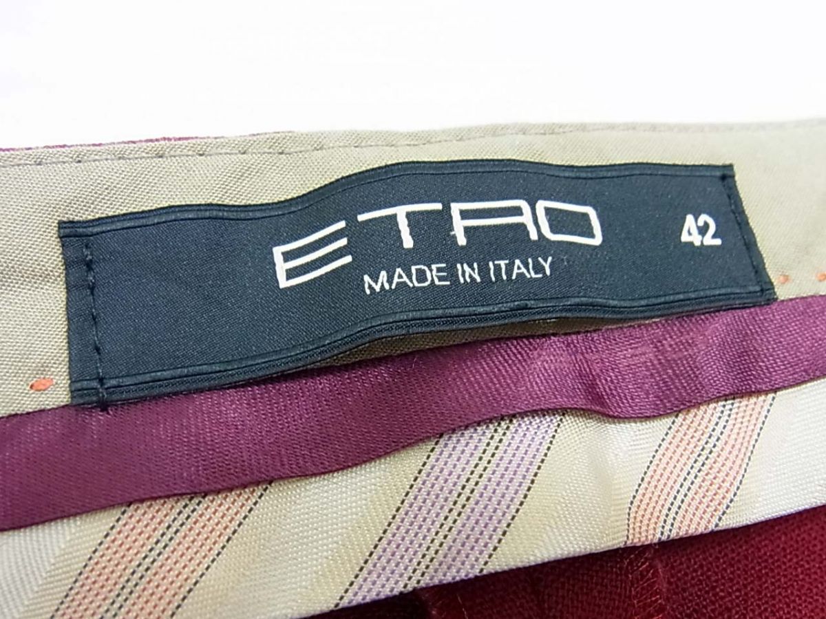 ◇ETRO エトロ スラックスパンツ ストレッチ素材 ボルドー 美