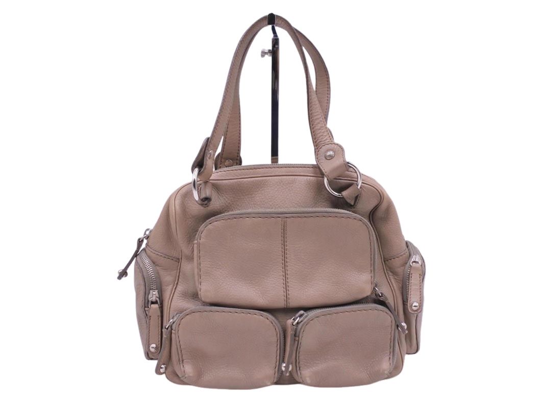【超美品‼️】TOD'S トッズ　ベージュ レザー ハンドバッグ TOD'S TODS トッズ ハンドバッグ T TIMELESS Tタイムレス
