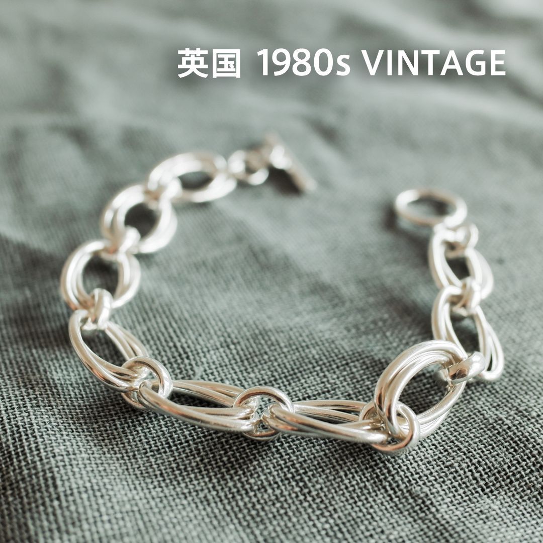 英国 1980年代 ヴィンテージ 】シルバー アンカーチェーンブレスレット 