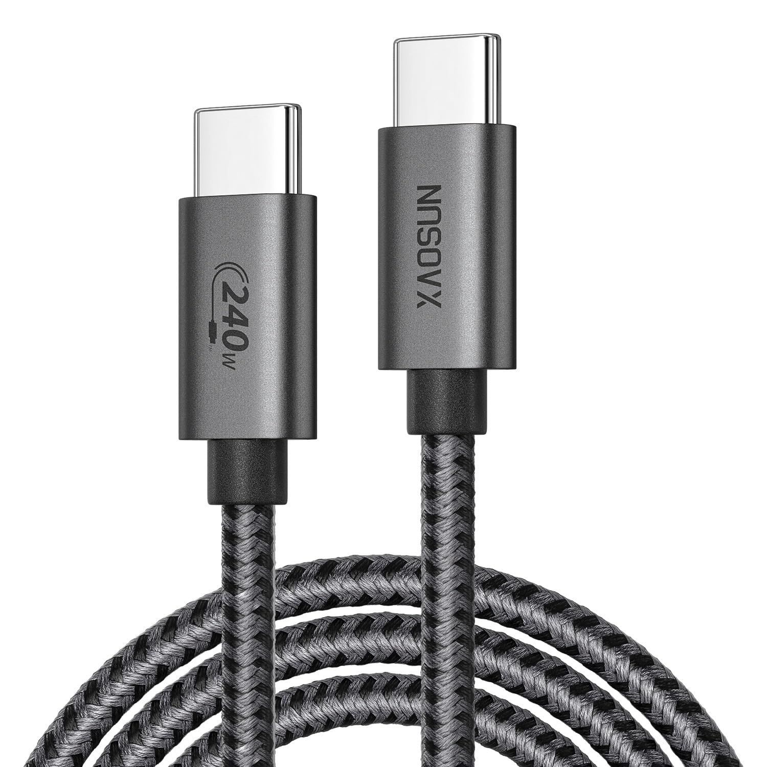 ケーブル 240W 5M C 超急速充電 140W充電対応 USB Type C 2.0 USB ケーブル 480Mbps iphone 15 plus pro XAOSUN max、MacBook Pro、iPad mini、Matebook、iPad Pr